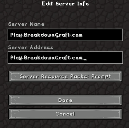 Minecraft Server info