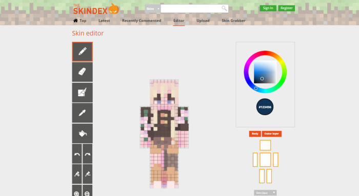 SKINDEX Minecraft Skin editor