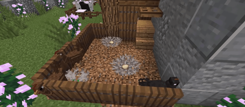 little chicken nests in Minecraft