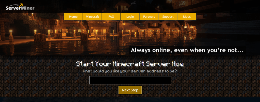 serverminer minecraft server hosting