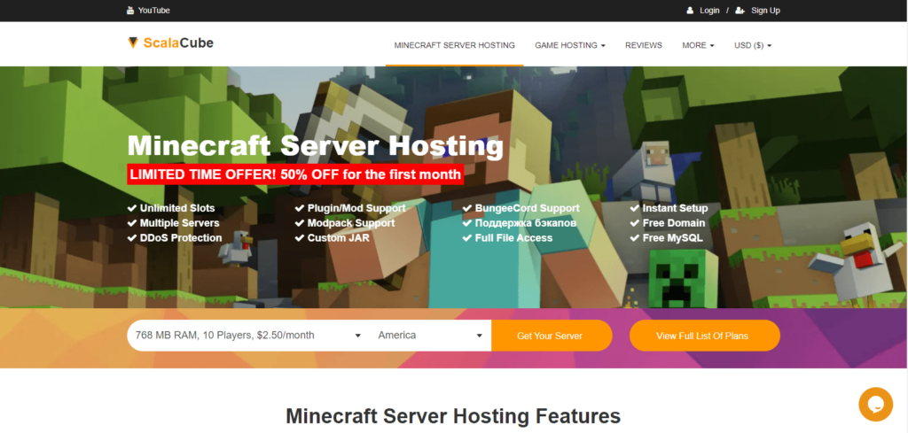 scalacube minecraft server hosting offer