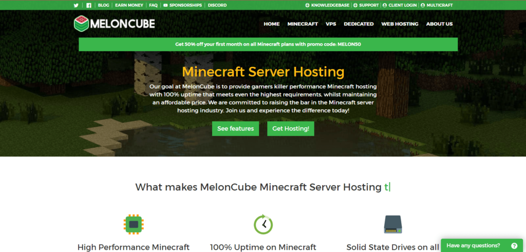 meloncube minecraft server hosting