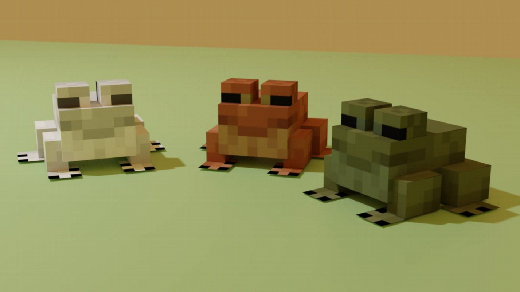 Three Variations of Frog in Minecraft